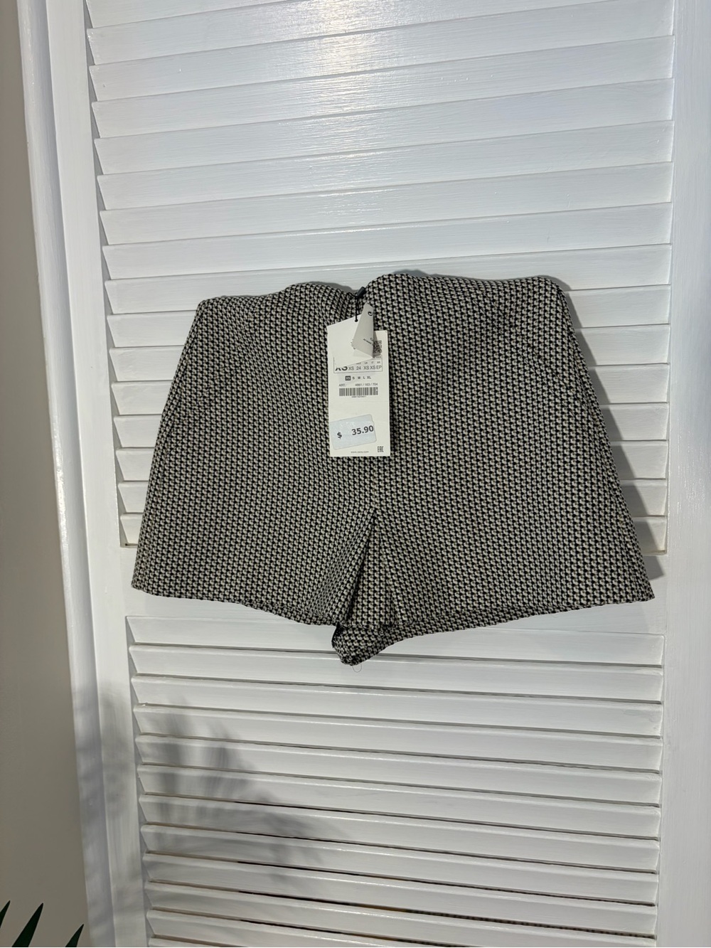 Zara Black & White Micro-Pattern Shorts
